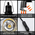 MECESOR Reptile Light Fixture, 2 Packs 5.5 Inch Deep Dome Lampshade, Reptile Heat Lamp Fixture with Separate Switches Fi