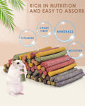 Bissap 72 PCS Rabbit Chew Sticks, Natural Timothy Hay Pumpkin Sugar Beet Carrot Strawberry Rose Dahlberg Daisy Forget-me