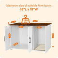 DWANTON Litter Box Enclosure, Cat Litter Box Furniture Hidden, with Scratching Mat, Wooden Cat Washroom Indoor, 31.5" L x 19.7" W x 21.7" H, White and Rustic Brown