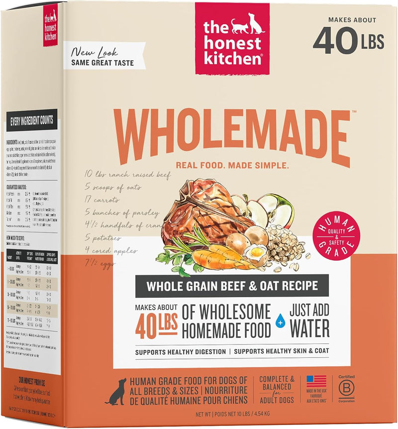 The Honest Kitchen Human Grade Wholemade™ Dehydrated Dog Food, Whole Grain Beef and Oat, 10 lb (makes 40lbs)