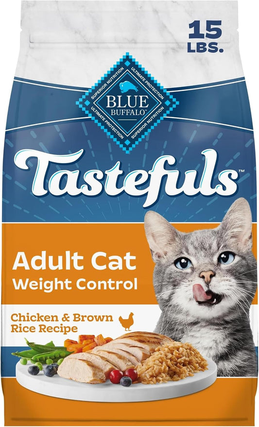 Blue Buffalo Tastefuls Natural Food for Adult Cats, Weight Control, 15-lb. Bag
