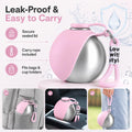 Portable Dog Water Bottle, 10 oz Stainless Steel Pet Travel Dispenser with Silicone Foldable Bowl, Leak Proof Tumbler, Dog Walking Accessories for Hiking and Small Pets (Pink)