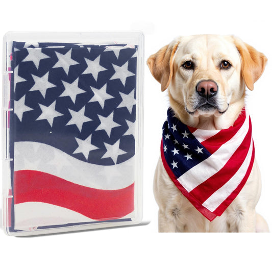 Dog Bandanas XLarge 2PCS in Storage Box, Reversible American Flag Pet Scarf for Boy and Girl, Washable, Adjustable Bandana for Dogs, 4th of July Patriotic Bandana for Large and Extra Large Dogs