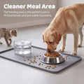 Dog Food Mat, 23.6 x 15.7in Silicone Dog Bowl Mat, Pet Feeding Mat, Gray