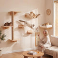 6-in-1 Cat Wall Shelves for Large Cats, Wall Mounted Climber with Hammock