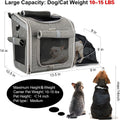 BABEYER Dog Bike Basket, Expandable Soft-Sided Pet Carrier Backpack with 4 Open Doors, 4 Mesh Windows for Small Dog Cat Puppies - Grey
