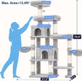 Hey-brother Cat Tree Tower, Scratching Posts with a Extended Part, Wide Platforms, Cozy Condos, Hammocks, Sisal Columns and Ball for Indoor Cats, 70.1 Inches, Light Gray MPJ038W