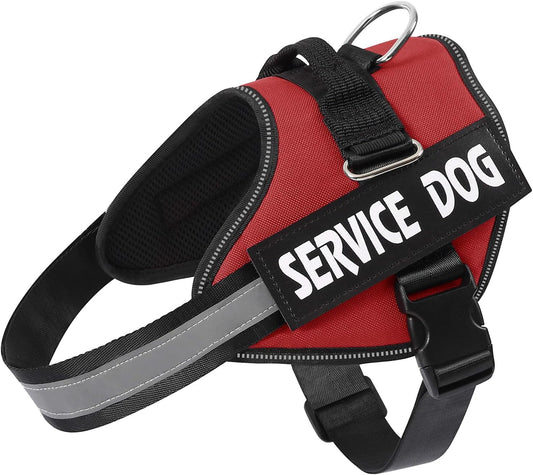 MUMUPET Service Dog Harness, No Pull & Reflective Pet Vest, Red, S