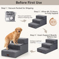 AODISMAN Dog Stairs for Large Dogs 18" H, Extra Wide Dog Steps for High Beds & Couches, 20" Wide Deep Steps, Non-Slip Dogs Ramp, 3-Step Pet Stairs, Grey