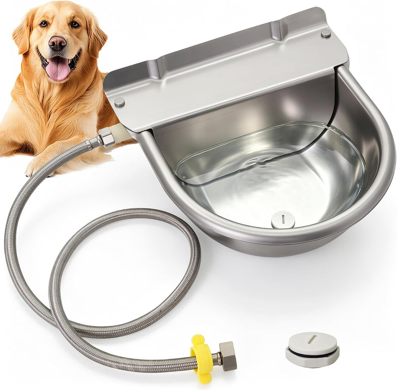 Automatic Livestock Waterer Bowl,304 Stainless Steel Float Valve Pet Bowl