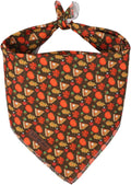 Lionet Paws Halloween Pumpkin Dog Bandana Washable Cotton Handkerchief Scarf Triangle Thanksgiving Brown Dog Bandanas fo