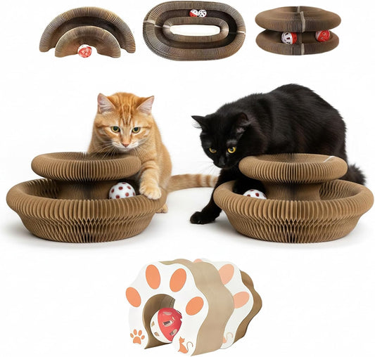 Cat Scratcher Toys for Indoor Cats - 2PCS Kitty Kurlz Magic Organ Cat Scratcher Board, Cardboard Cat Scratching Board Ba