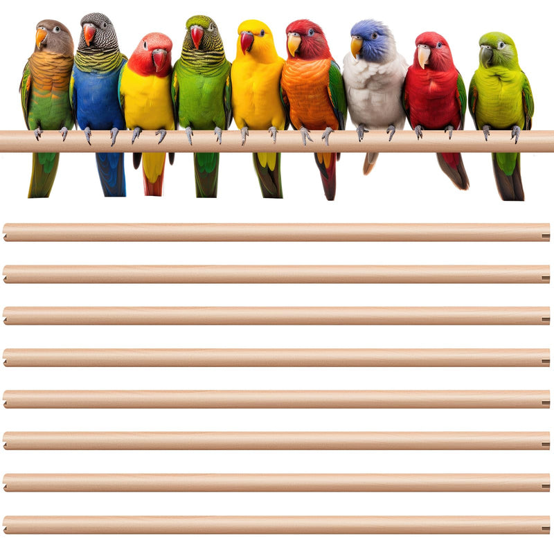 Sintuff 8 Pcs Bird Perches for Cage Accessories, Wooden Perch Rods Replacement with Double Head Slots, 0.6 Inch Diameter Natural Wood Stand for Parrot Macaw Cockatoo Parakeet (18 Inches)