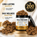 Chewable Flea and Tick Prevention for Dogs - 200 Soft Chews - Oral Flea and Tick Pills for Small, Medium, Large Dogs and