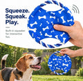 Dog Rope Flying Disc Toy with Squeaker | Durable Canvas Center & Braided Cotton Rope Ring | 2-in-1 Fetch & Tug Interacti