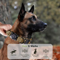 2026 Upgrade Waterproof AirTag Dog Collar, Military Tactical Dog Collar with AirTag Holder, Comfortable Control Handle and Metal Buckle, GPS Dog Collar Holder for Medium to Large Dogs (Khaki,L)