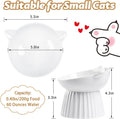 Wellbro Ceramic Raised Cat Bowl，Tilted Raised Cat Bowl Anti Vomit Cat Bowls for Indoor Cats Whisker Friendly Pet Feeder for Cats Puppies, Microwave and Dishwasher Safe