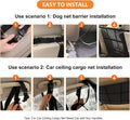 Choicons Dog Car Net Barrier,Universal Fit Sturdy Double-Layer Mesh 31.5"x23.6" Car Ceiling Cargo Net Pocket with Flexible Bungee Cords for Seat Movement Easy to Install