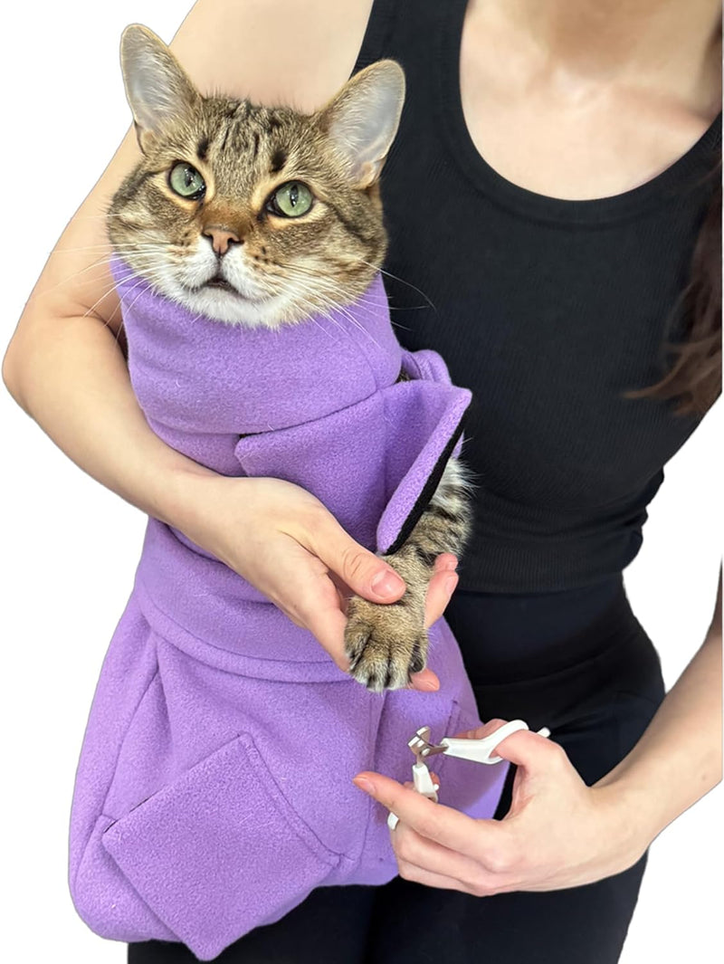 Calm & Cozy® Cat Swaddle Wrap for Anxiety & Handling (Lavender, Med)