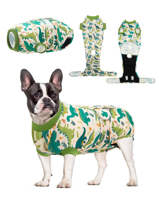 CuteBone Dinosaur Pet Surgery Recovery Suit for Large Dogs Cats, Surgical Onesie for Male Pets, Anti-Licking Wound Suit E-Collar Alternative Post Operative Wear SSF16XL