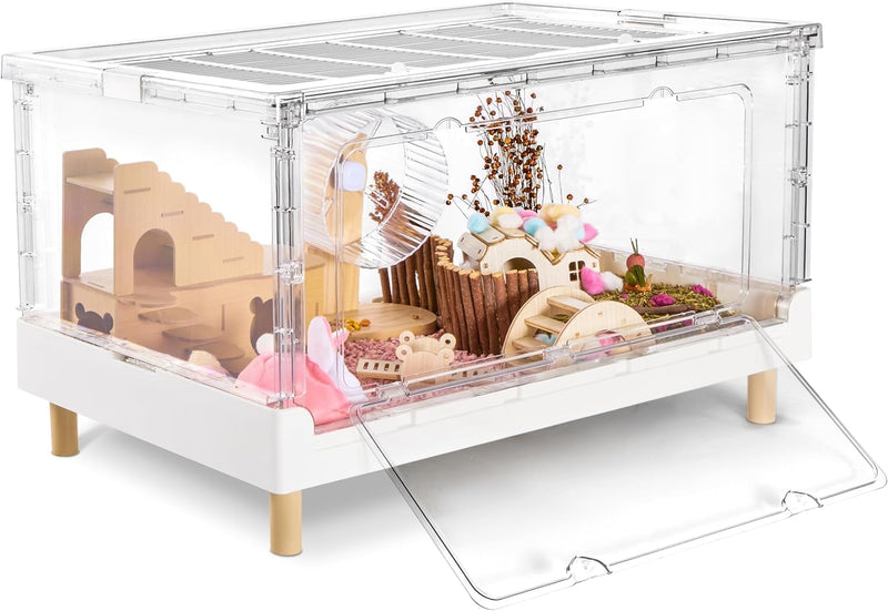 Hamster Cage & Guinea Pig Cages, Acrylic Cage for Small Animal Pets, Large Transparent Gerbil Cage and Habitats, Hedgeho