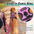 BARKBAY No Pull Pet Harness Dog Harness Adjustable Outdoor Pet Vest 3M Reflective Oxford Material Vest for PINK Dogs Easy Control for Small Medium Large Dogs (L)