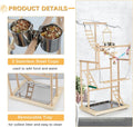 Ibnotuiy Pet Parrot Playstand Parrots Bird Playground Bird Play Stand Wood Perch Gym Playpen Ladder with Feeder Cups Bells for Cockatiel Parakeet (4 Layers)