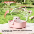 BUCATSTATE Small Animal Carrier Cage with Water Bottle, Portable Hamster Travel Carrier Carry Case 7.24" L*6.69 W *6.42"