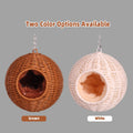 Small Animal Hammock, PP Rattan Hiding Place with Removable Cotton nest, Suitable for Hamsters, Guinea Pigs, Rats, Sugar