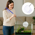 4 Inch Aquarium Net, Fish Net for Fish Tank with 8.6" to 39" Long Extendable Stainless Steel Handle Blue Round Small Aqu