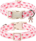 DOGWONG Cute Bowtie Printed Collar for Small Medium Large Dogs - Pink Dog Collar for Girl Female Dogs,S