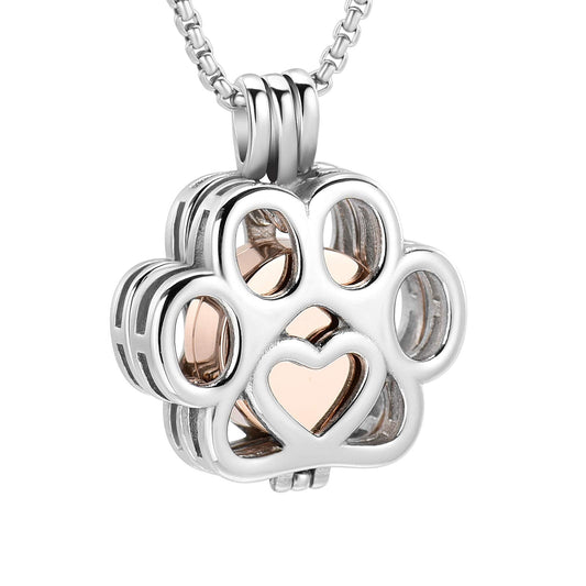 Oinsi Pet Cremation Jewelry For Ashes For Dog/Cat Paw Stainless Steel Memorial Locket Urn Necklace Inside Mini Case Keepsake Cremation Jewelry Women Men