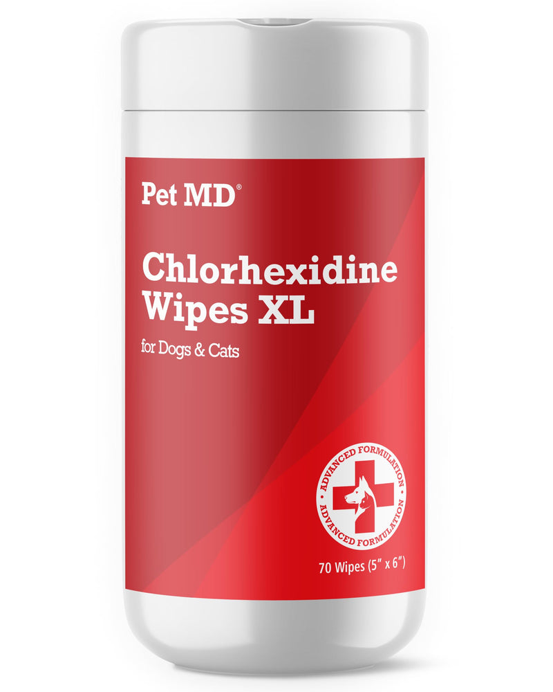 Pet MD XL Topical Wipes with Aloe for Dogs and Cats - Topical Wipes for Cleansing of Skin and Coat for Pets - 70 XL Wipes