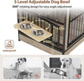 Rovibek 78 Double Dog Crate Furniture for 2 Large Dogs Indoor, Wooden Furniture Dog Crates with Dog Bowl, Dog Kennel Fur