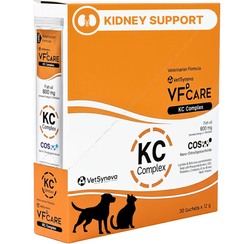 VFcare KC Complex Kidney Support Supplement for Cats & Dogs – Omega 3 for Dogs, Omega 3 for Cats – Fish Oil, SOD, Nano-Chitooligosaccharide – Vet Formula for Renal Health – 30 Sachets