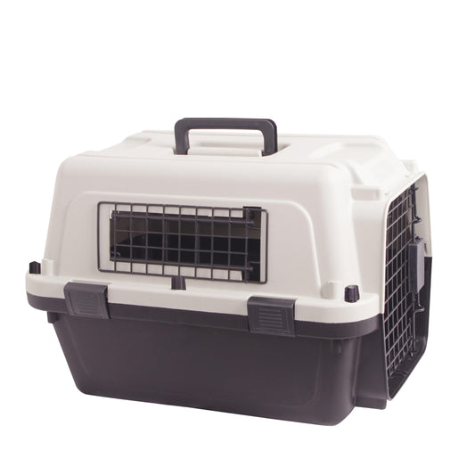 FOURPAW Plastic Dog/Cat Crate Portable Travelling Pet Kennel Without Wheel for Dogs/Cats, Small, Tan