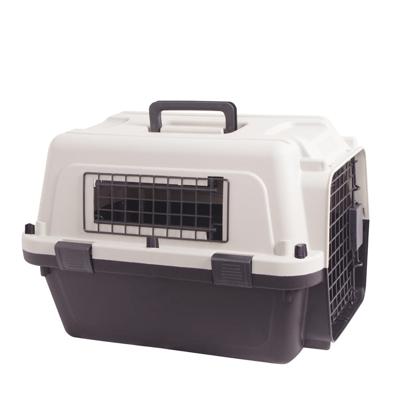FOURPAW Plastic Dog/Cat Crate Portable Travelling Pet Kennel Without Wheel for Dogs/Cats, Small, Tan