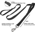 6 FT Black Nylon Reflective Dog Leash for Large Dogs with 2 Padded Handle