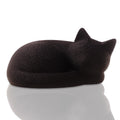 Cragite Black Cat Urns for Ashes, Sleeping Matte Black Pet Urns for Cats, Fur-Like Texture Urn for Cat Ashes, Secure Threaded Closure, Holds Cats Up to 7kg, 6.7 x 5.1 x 3.3 Inches