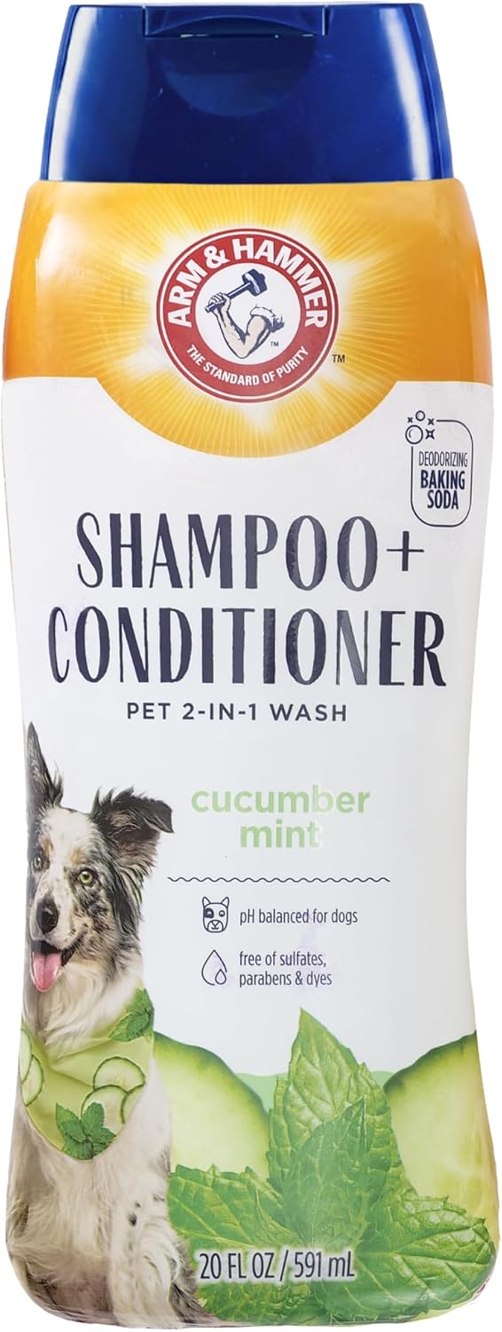 Arm & Hammer 2-in-1 Dog Shampoo and Conditioner, Cucumber Mint, 20 Fl Oz