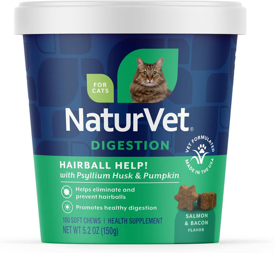NaturVet – Hairball Aid Supplement for Cats - Plus Pumpkin