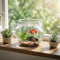 Okllen 2 PCS 1 Gallon Fish Bowl, Round Clear Plastic Goldfish Betta Fish Bowl Fish Tank for Aquarium, Terrarium, Home dé