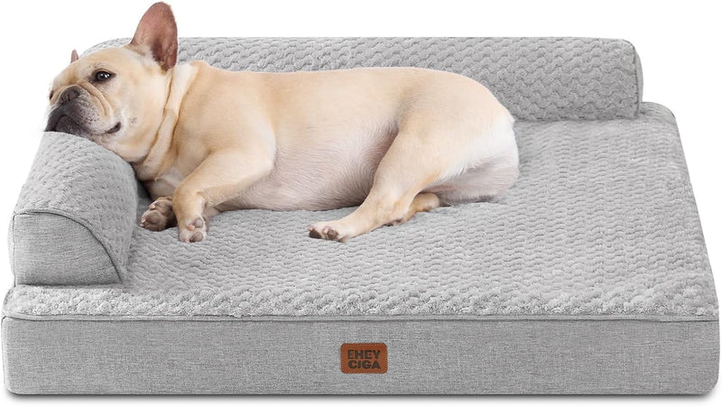 EHEYCIGA Orthopedic Dog Bed Medium Size, Memory Foam Dog Bed, Grey