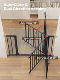 29.5-40.5" Baby Gate for Stairs, Dog Gate for Doorways, Walk Thru Auto Close Metal Baby Safety Gate for The House, Stairs and Doorways, Child Gate Pressure Mounted, Pet Gate for Dog Indoor - Black