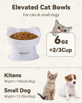 MateeyLife Elevated Cat Bowls, 2P Raised Food and Water Bowl Set for Indoor Cats & Small Dogs, Whisker Fatigue Cat Bowl, Anti Vomit Feeding Pet Bowls, 6 oz Each, Dishwasher Safe - White & Grey