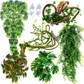 Reptile Plants for Terrarium Tank, Artificial Hanging Plant Vines with Suction Cups, Bearded Dragon Tank Accessories, Ge