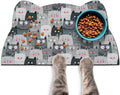 Cat Food Mats for Floor, Dog Pet Water Bowl Feeding Placemats for Food and Water Grey 17.7 * 9.8 inch