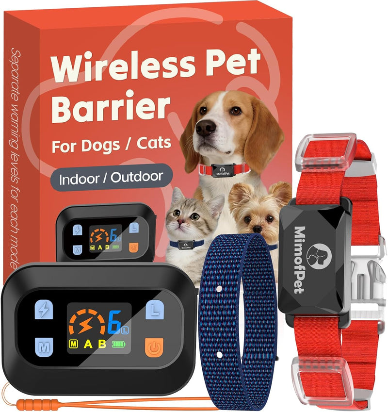 MIMOFPET Wireless Pet Barrier for Cats Dogs - Outdoor Indoor Pet Barrier with Adjustable Safe Static Intensity,Adjustabl