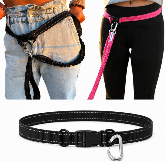 Shed Defender Hands Free Dog Leash Belt - Seen on Shark Tank - Attaches to All Leashes, Hands-Free Waist Leash for Walking, Running, Hiking, Adjustable one Size fits All, Designed in USA (Black)