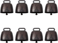 8-Pieces Metal Grazing Bells for Pets and Livestock, Loud Metal Cow Bells with Red Bronze Finish for Dogs, Cats, Sheep, 